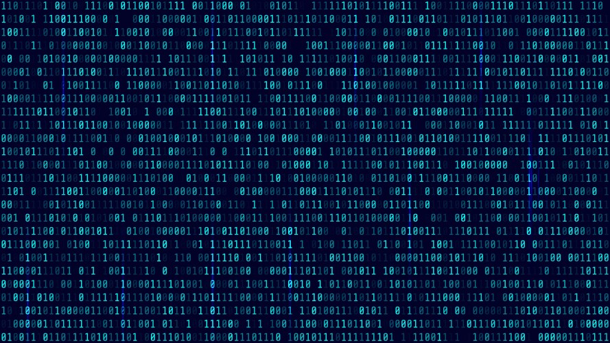 Matrix background with blue light binary computer vector image