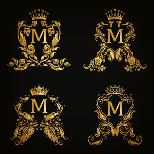 Premium linear shield monogram logo collection Vector Image