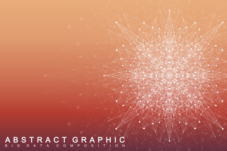Fractal element with connected lines and dots big vektorbild
