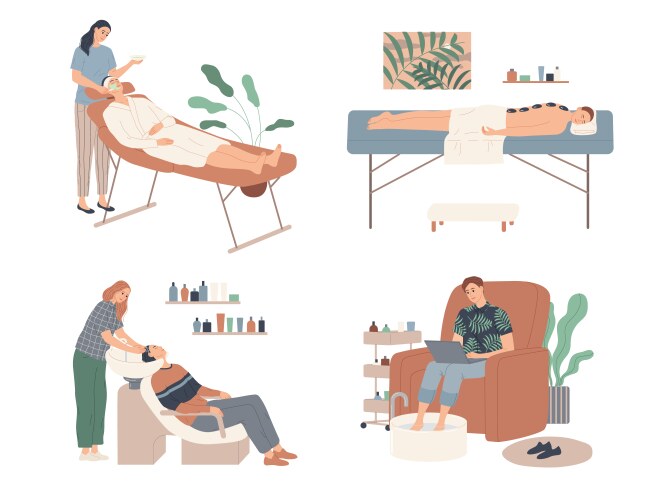 People receive wellness services in health vector image