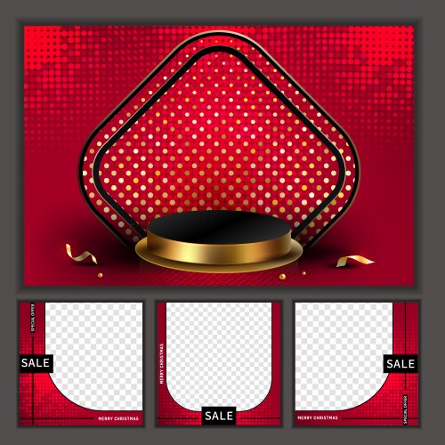 3d minimal luxury podium golden in front red vector image