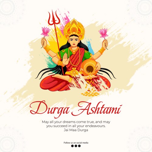 Hindu festival happy durga ashtami banner template Vector Image