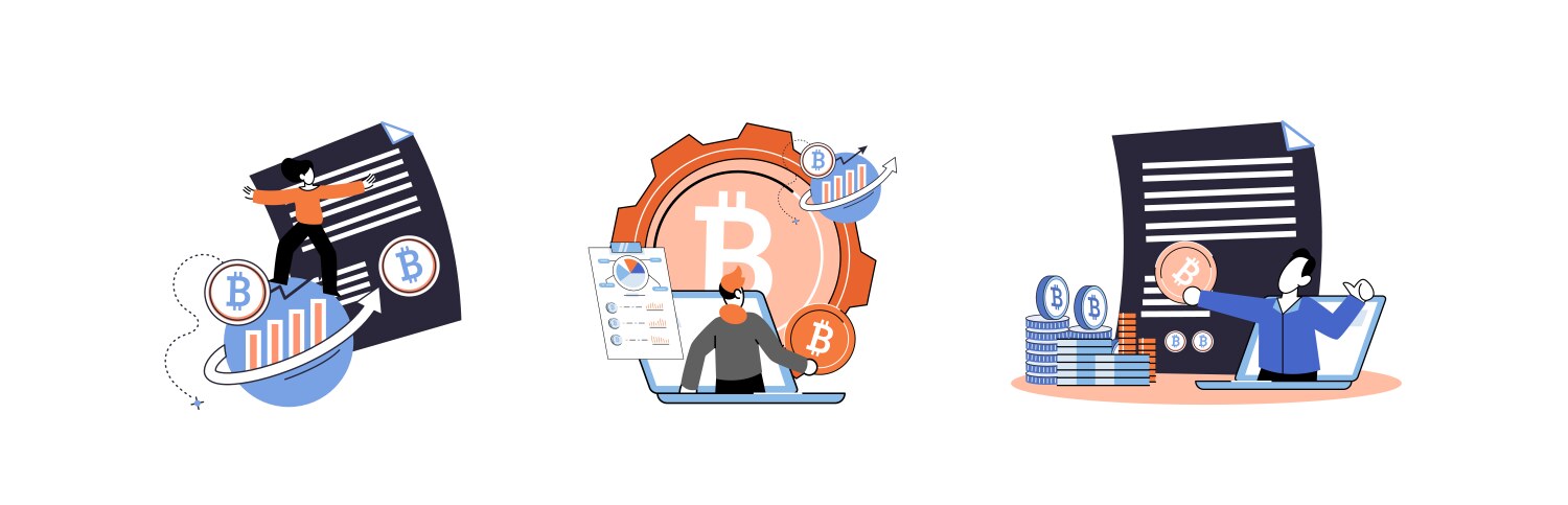 Cryptocurrency bitcoin mining metaphor blockchain vector image