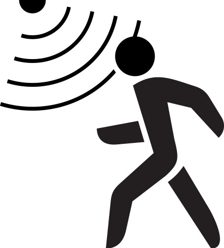 Walking man symbol with motion sensor waves signal vector image