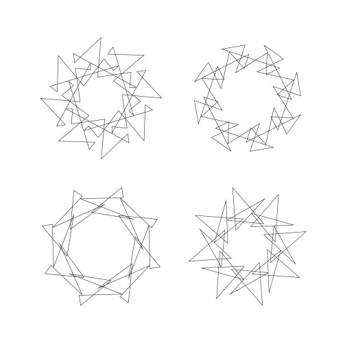 Set of abstract circle wire frame triangle line vector image