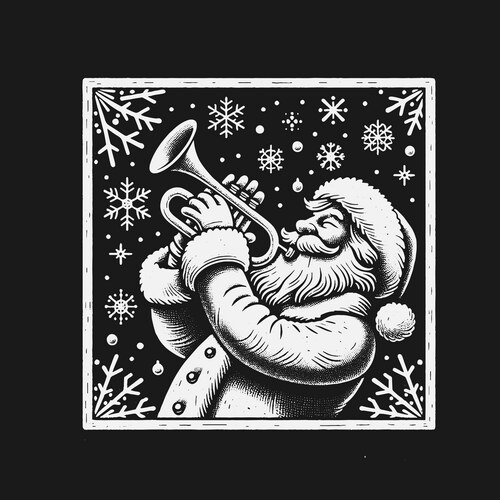 Vintage Santa Horn Player Vector Image