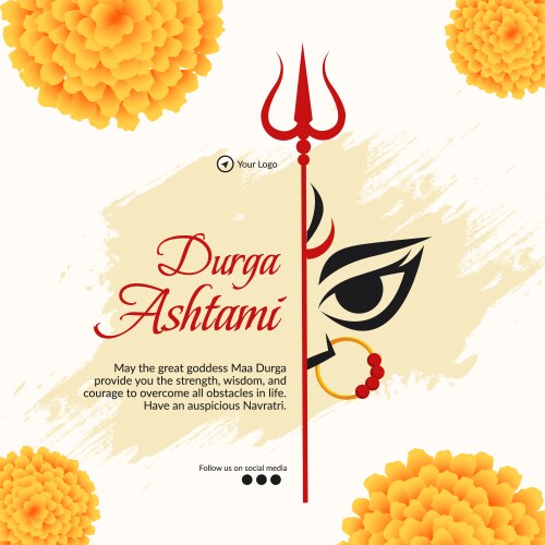 Hindu festival happy durga ashtami banner template Vector Image