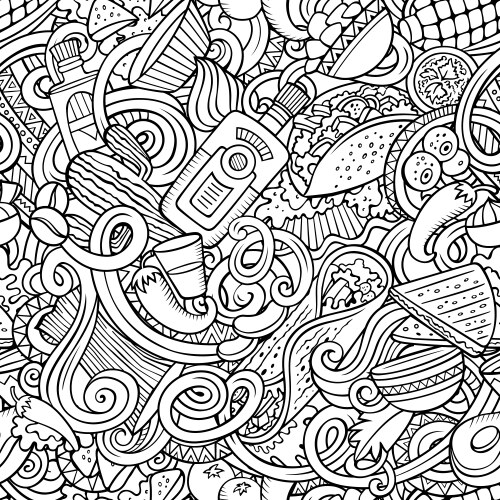 Mexican Food Doodle Pattern Vector Image