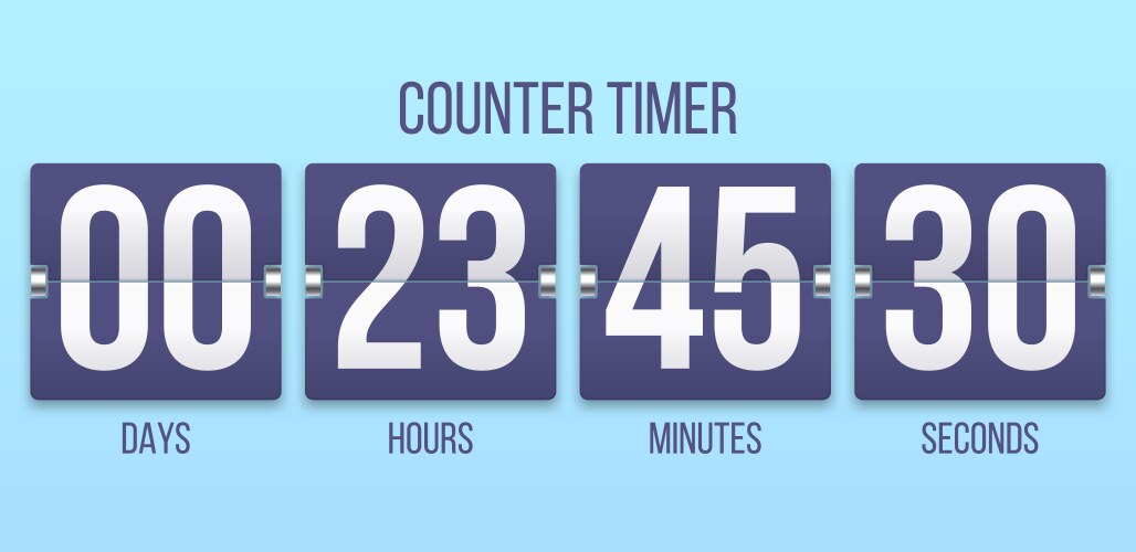 flip clock timer countdown counter days counting vector image