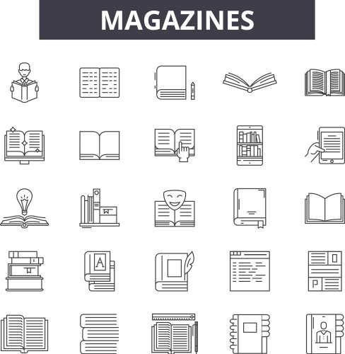Magazine Line Icons - Set of Signs Vector Image