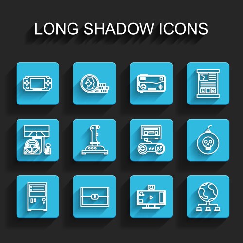 Set line computer chest for game portable video vector image