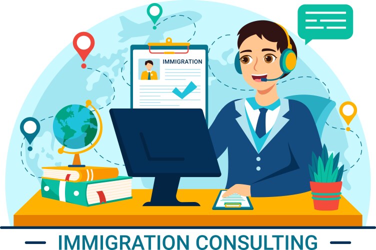 Immigration consultant with counseling assistance Vector Image