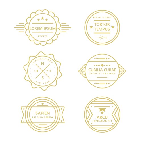 Vintage Circle Badges - Retro Line Art Vector Image