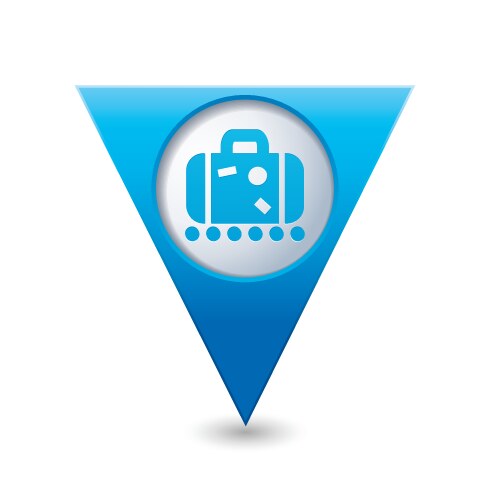 Suitecase blue triangular map pointer vector image