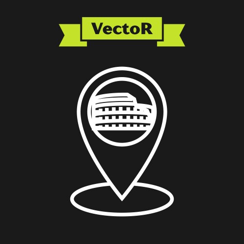 White line map pointer with coliseum in rome vector image