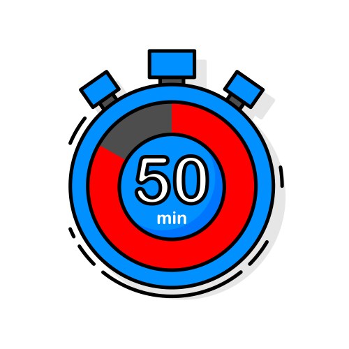 50 minutes left timer clock stopwatch isolated vector image