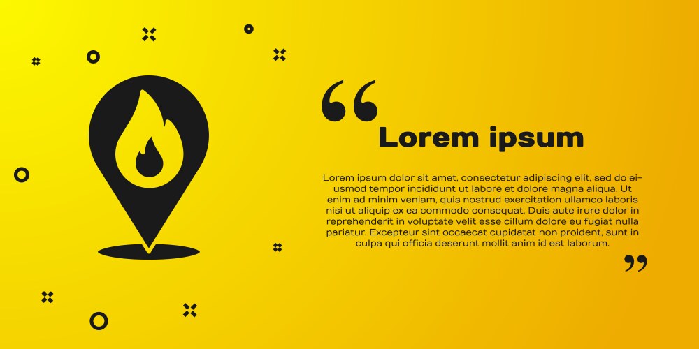 Black map pointer with fire flame icon isolated vector image