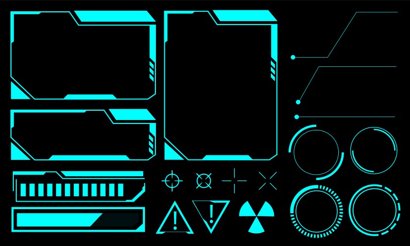 Hud frames blue user interface elements design vector image