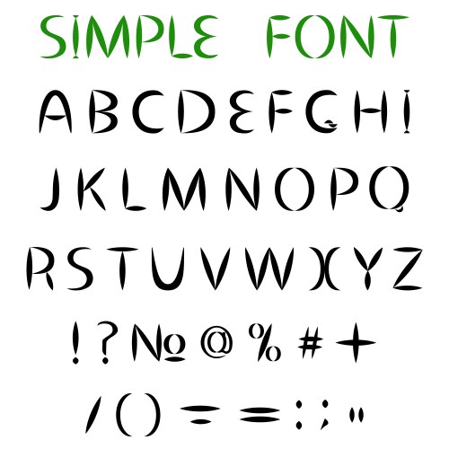 Simple font uppercase letters with sharp ends vector image