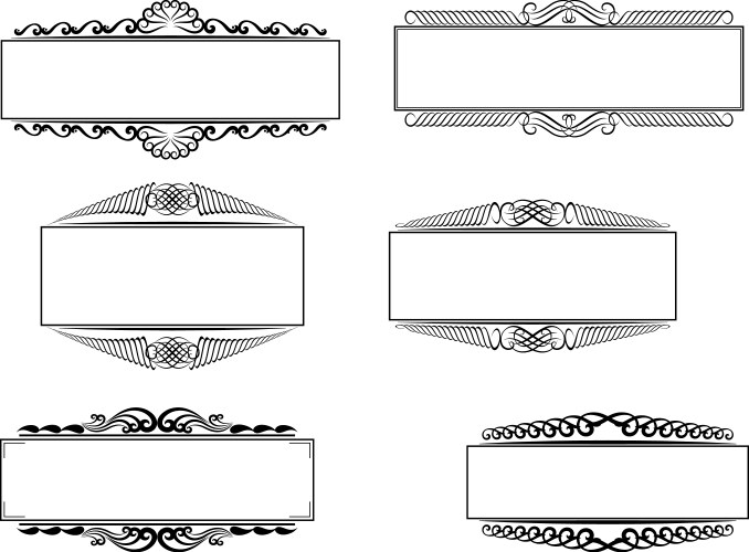 Decorative frames set of curved graphic ornament Vector Image