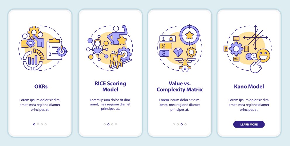 prioritization frameworks onboarding mobile app vector image