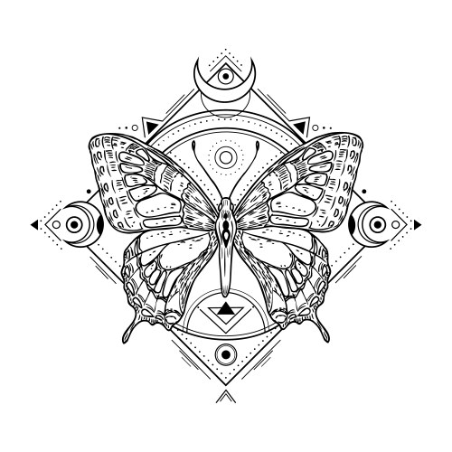 Mystical Insect Alchemy Symbol Vector Image