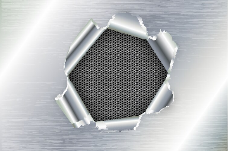 Ragged hole torn in ripped metal Royalty Free Vector Image