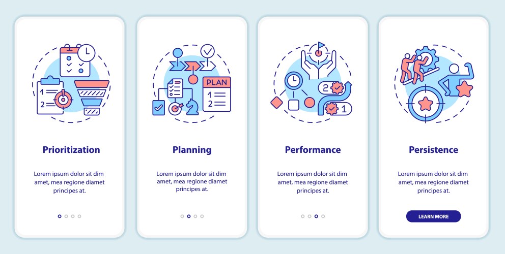 time management prioritization onboarding mobile vector image