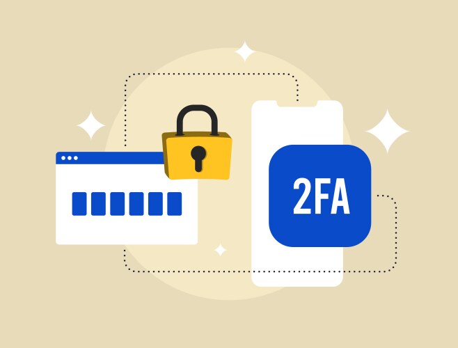 2fa two-factor authentication with secure login vector image
