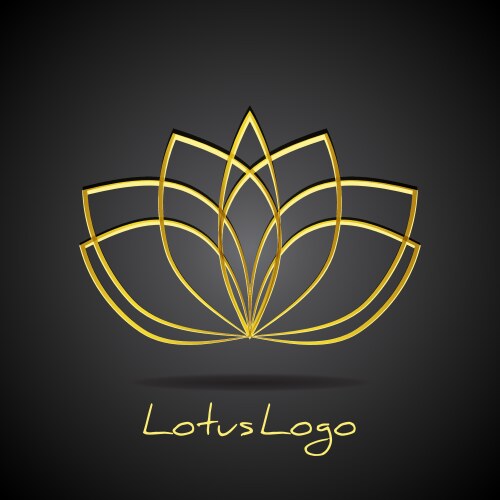 golden line lotus logo on black background vector image