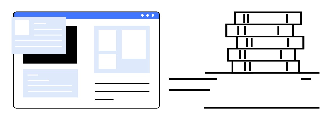 Library of knowledge with digital and physical vector image