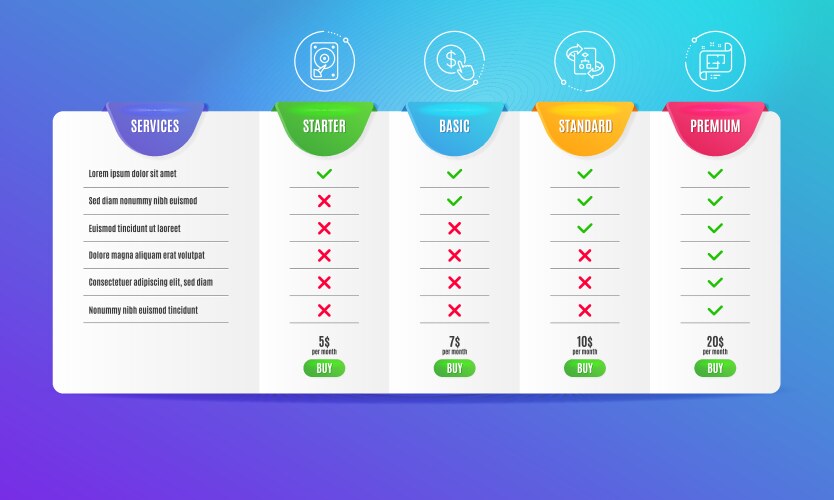 Technical algorithm buy currency and hdd icons vektorbild