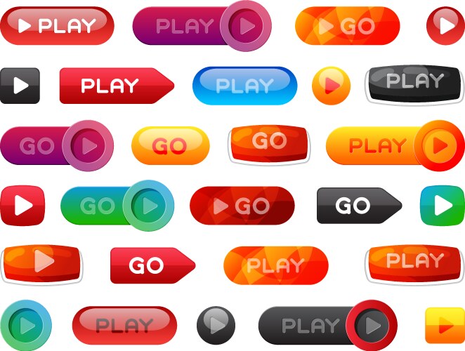 Ui interface button play media internet website vector image