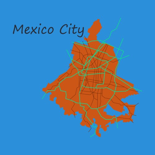 Flat color map of mexico city plan vector image