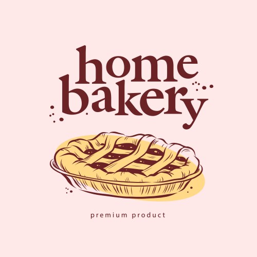 Home bakery logo design with hand drawn sweet pie Vector Image