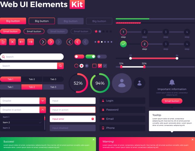 Modern UI Kit - Buttons & Elements vector image