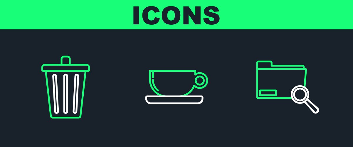 Set line search concept with folder trash can vector image