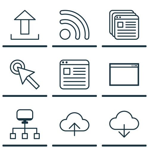 Set of 9 internet icons includes save data wifi vektorbild