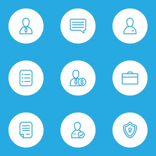 Work icons line style set with task list contract vector image