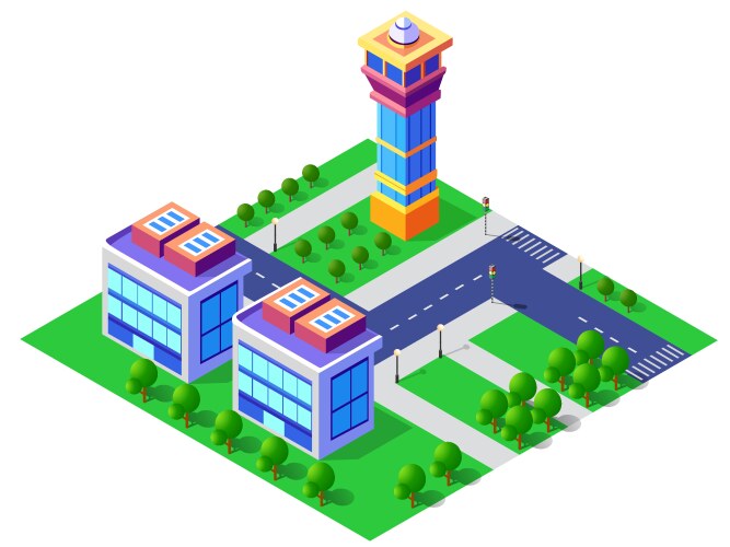 A buildings isometric game asset art style 3d vector image