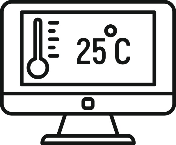 Pc home climate control icon outline style vector image