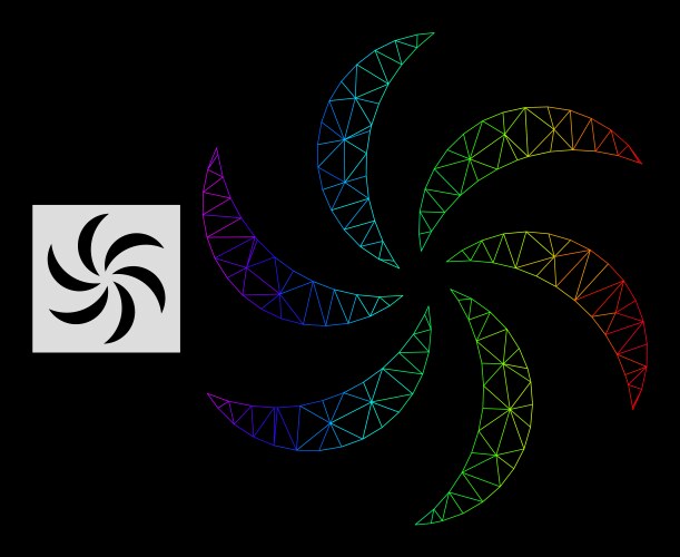 Spectrum gradient polygonal net turbine rotation vector image