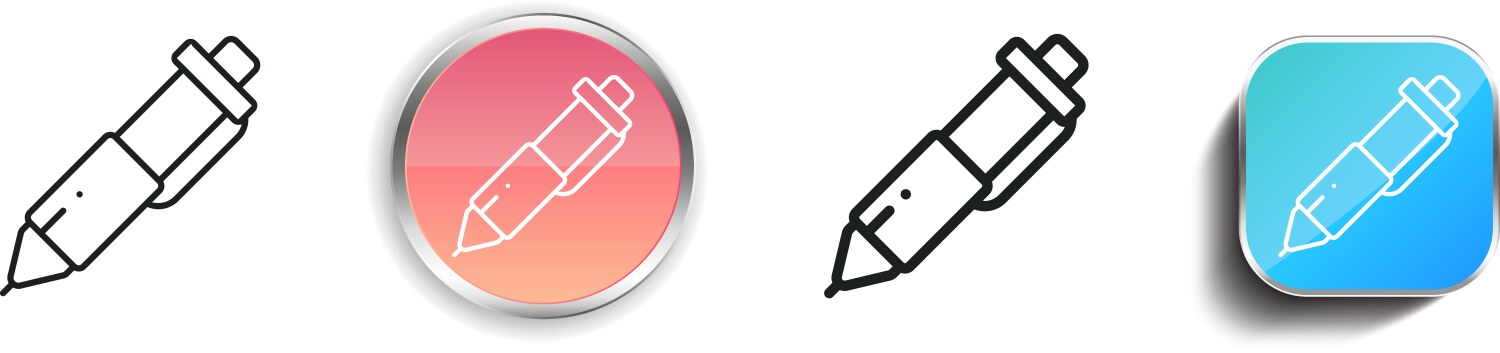 Ballpen icon thin linear regular and button style vector image