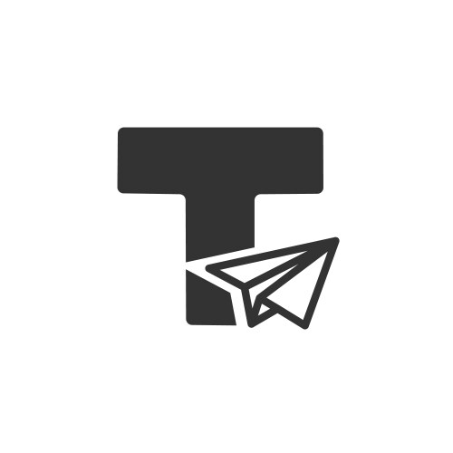 Letter t with paper plane logo vector image