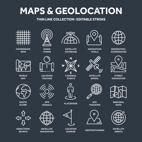 Map and navigation gps coordinates location vector image