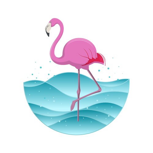 Pink flamingo on blue background vector image