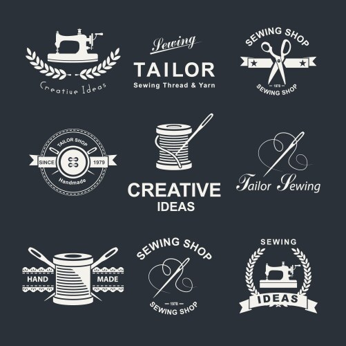 Tailoring tailor shop logo or label atelier Vector Image
