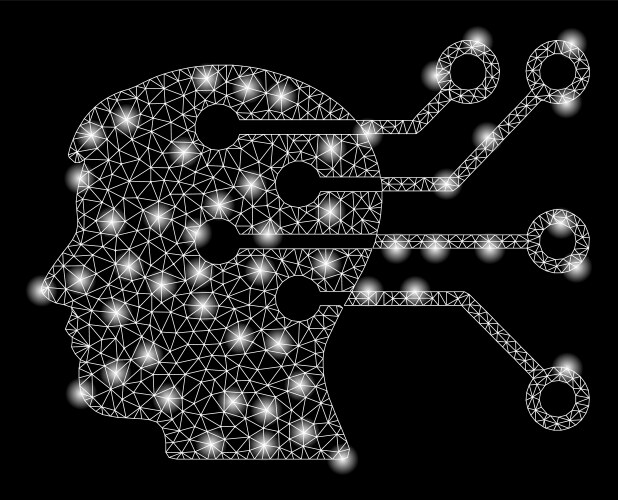 Bright mesh 2d brain interface circuit with flash vector image