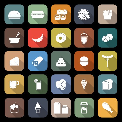 Food Icons - Long Shadow Vector Image