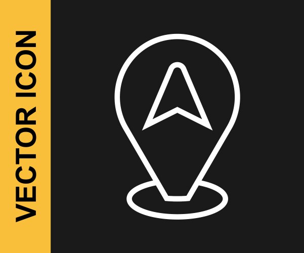 White line map pointer with taxi car icon isolated vector image